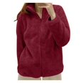thumbnail image 1 of MKLEKYY Veste Marron pour Femmes Veste Unie Col Zippé Vêtements d'Extérieur Confortables, 1 of 3