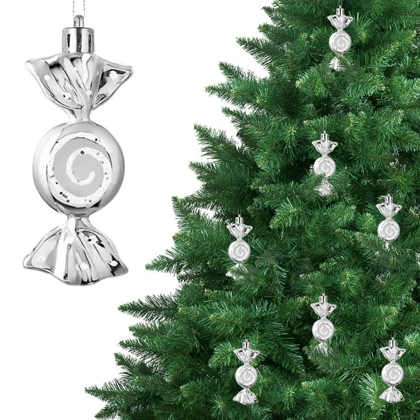 Fiudx Adornos Navideños de Dulces, Diseño Dulce Rojo y Blanco, Decoración Colgante Brillante, Decoración para Árbol o Puerta, Perfectos para Fiestas Navideñas y Decoración Del Hogar, Juego de 6 Pieza