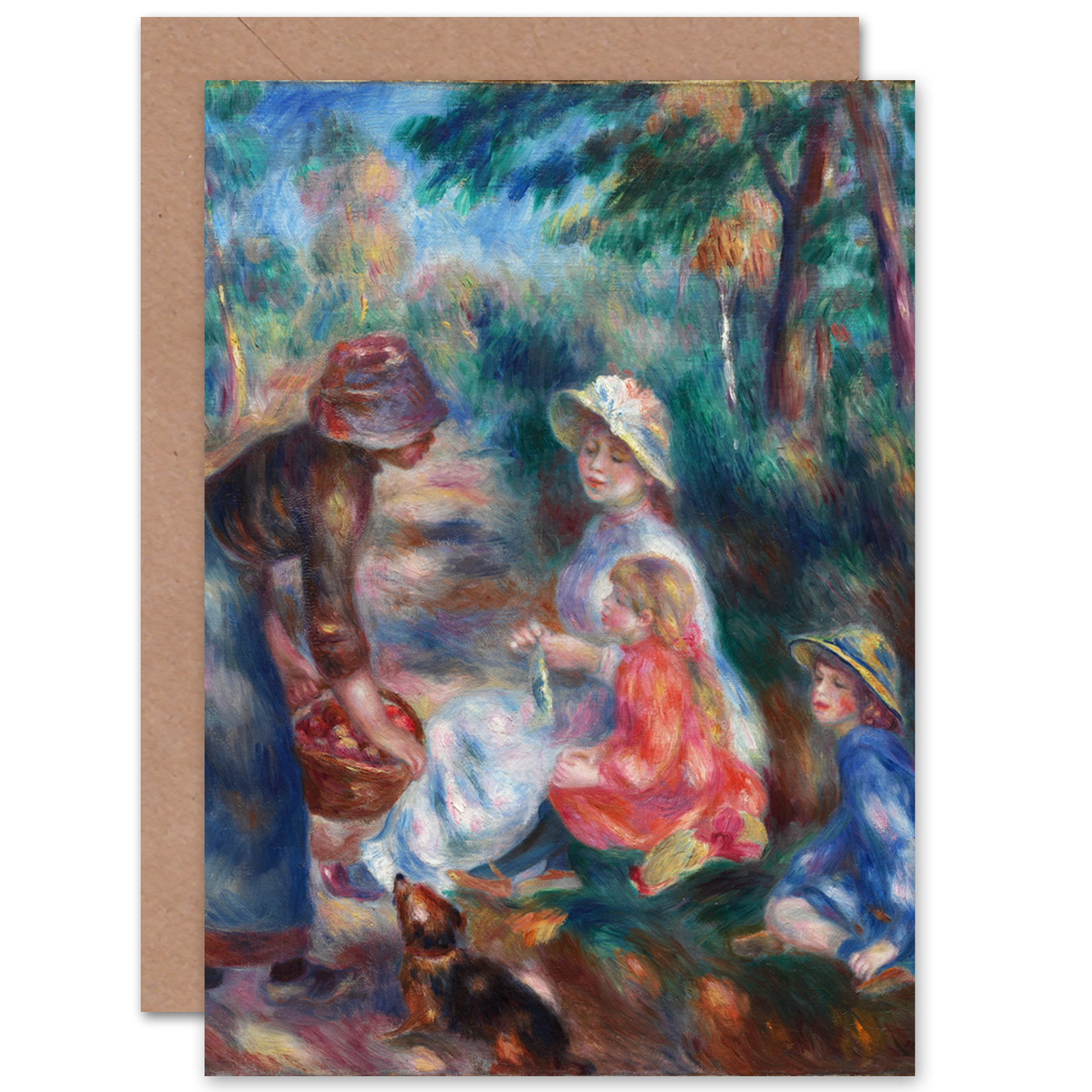 Renoir The Apple Seller Painting Fine Art Greetings Card Plus Envelope Blank inside