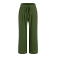 thumbnail image 4 of GEWSEY Women's Summer High Waisted Baggy Pants Casual Below Ankle Length Trouser Slacks with Pockets (Green, XXL), 4 of 5