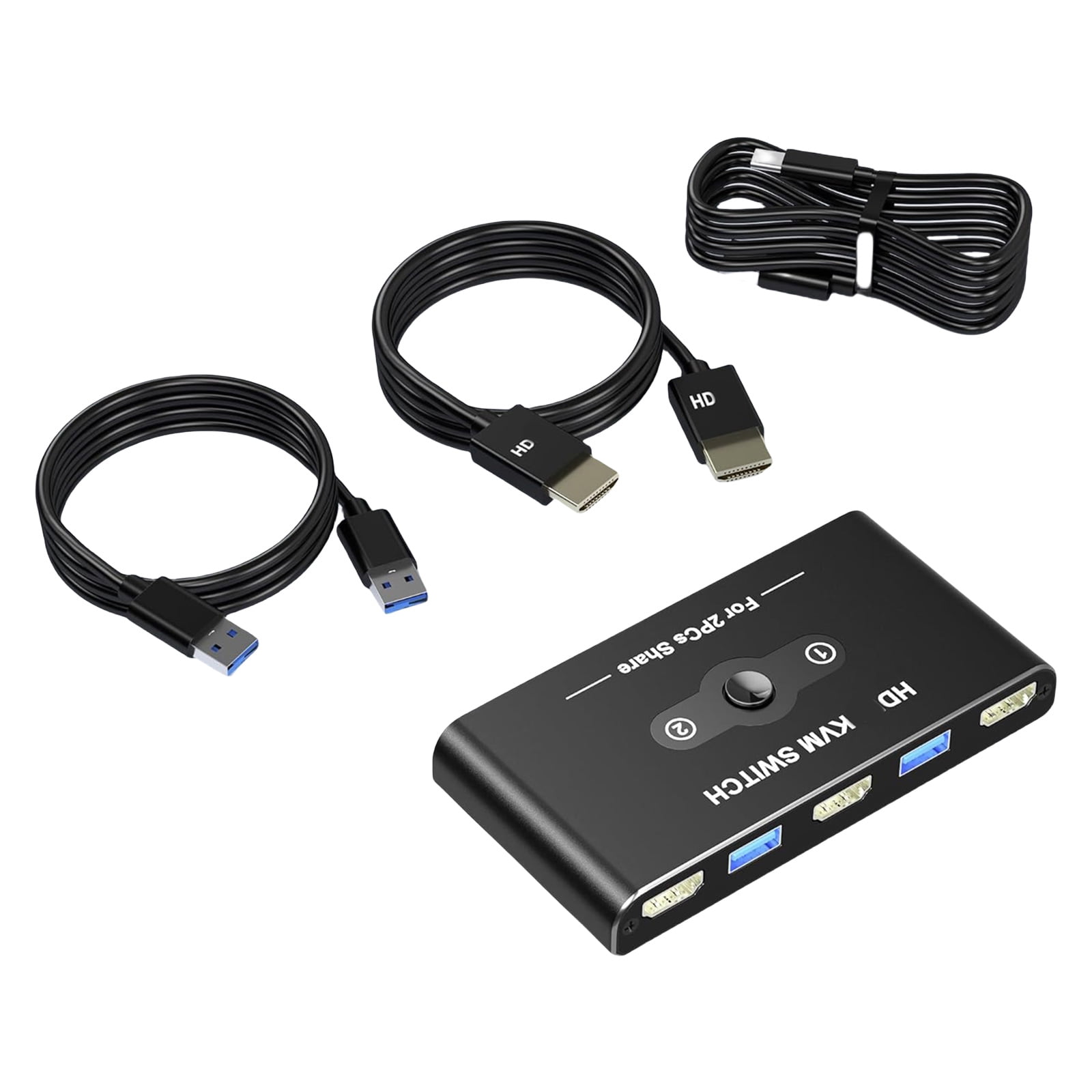 Efficient KVM Switcher 2 in 1 out for Two Computer Sharing Single Screen 4K60Hz and USB3.0 Access