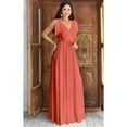 thumbnail image 2 of KOH KOH Long Bridesmaid Wedding Guest Sleeveless V-Neck Full Floor Length Flowy Sexy Wrap Formal Evening Cocktail Party Tall Maxi Dress Gown For Women Coral Pink Peach XX-Large US 18-20 NT333, 2 of 6