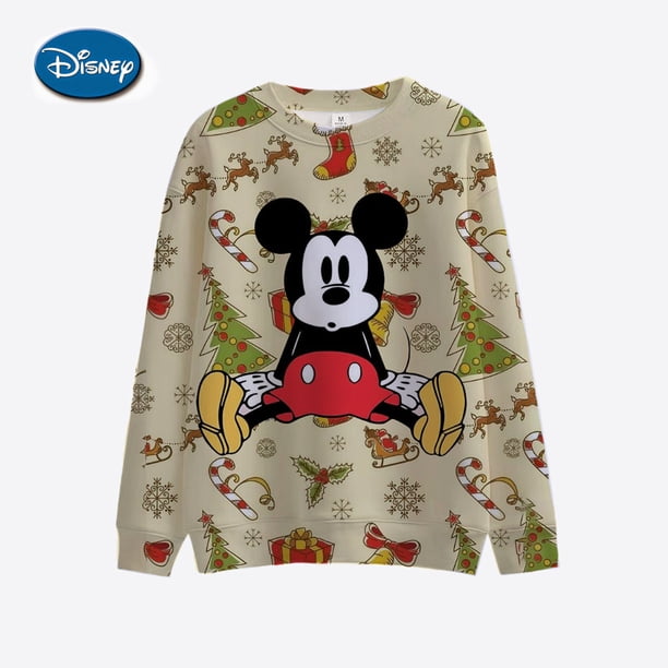 Suéter de cuello redondo de Mickey Mouse de Disney para niños, suéter de manga larga, ropa de Navidad para niñas, ropa para hombres y mujeres