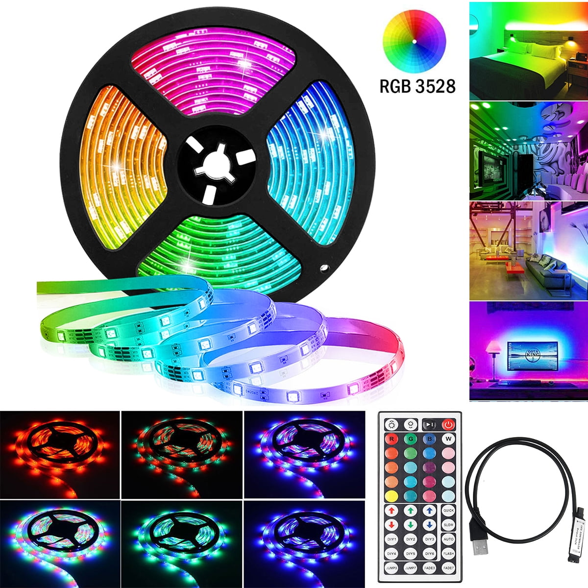 Home Theater Theatre shelf LED Lighting Strip SMD 3528 300 LEDs 20/ft YELLOW 