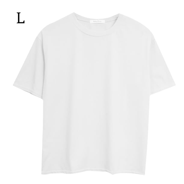 Camiseta holgada mujer verano cuello redondo manga corta casual top, blanco, l Scienceny AP001475-18
