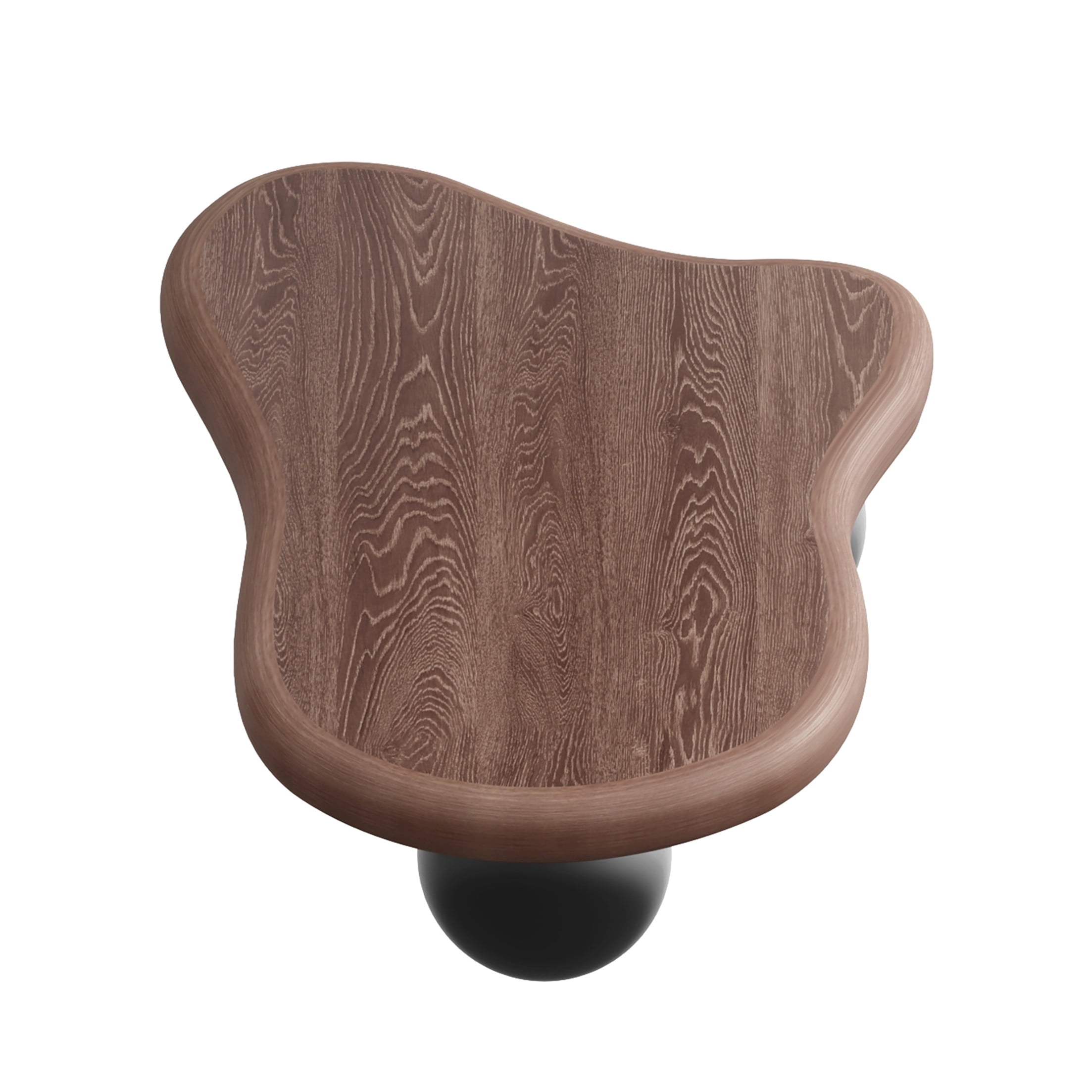 Noble House 40" Cloud Shaped Coffee Table with Ball Legs, Modern Aesthetic Accent Table for Living Room, Walnut Top Black Legs