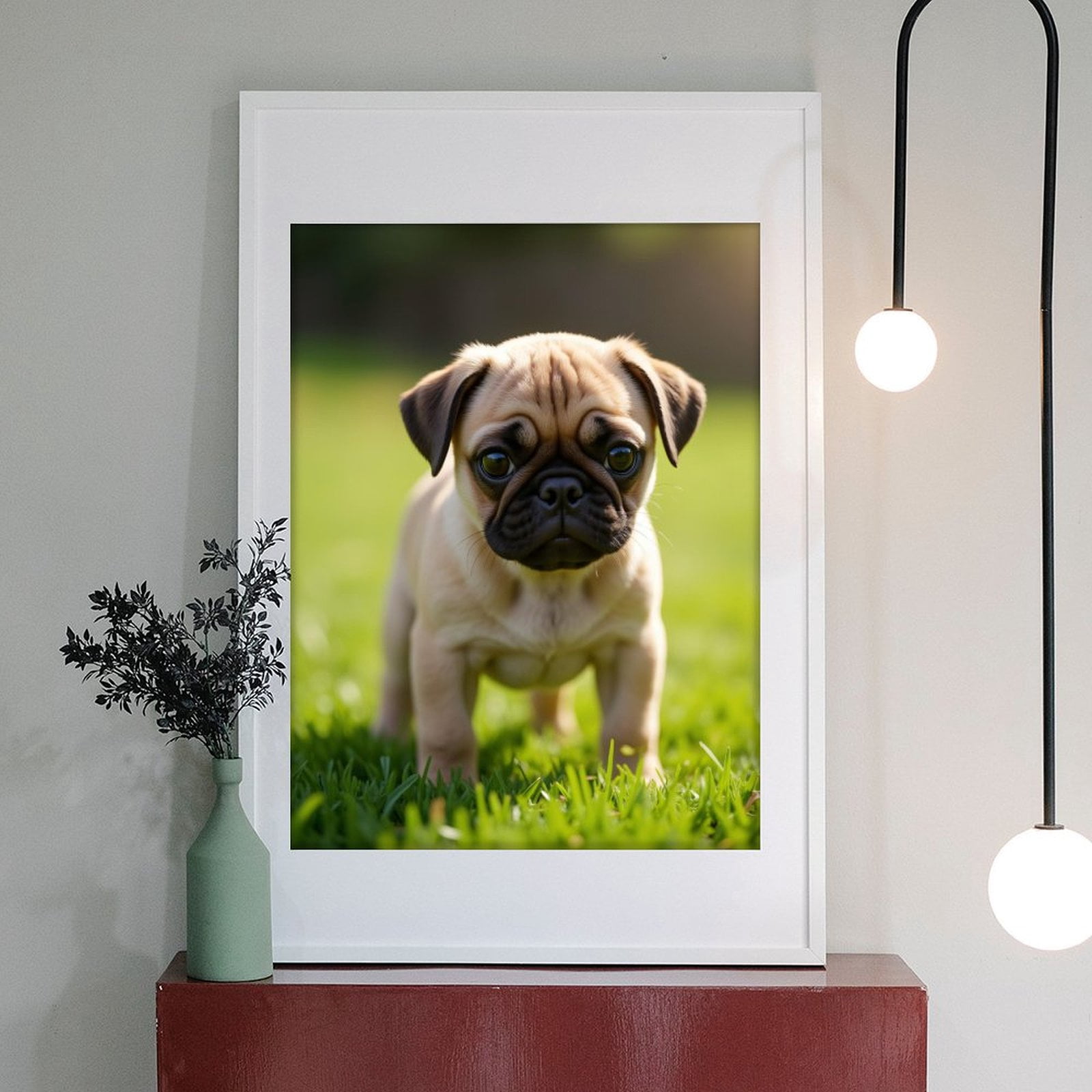 Diamond Art Kits for Adults - 5d Cute Pug Puppy In Green Grass Diamond Painting for Adults, Diamond Art for Adults Beginners, Diamond Painting Kits for Adults for Home Wall Decor