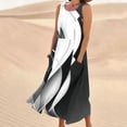 thumbnail image 2 of Enjoytime Sexy Dresses for Curvy Women Fashion Print Crewneck Sleeveless Sundress with Pocket Loose Comfy Flowy Seaside Travel Women Summer Beach Dress, 2 of 5