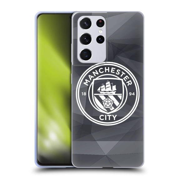Head Case Designs Officially Licensed Manchester City Man City FC Badge Geometric Black White Mono Soft Gel Case Compatible with Samsung Galaxy S21 Ultra 5G