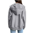 thumbnail image 5 of Womens Zip Up Sweatshirt Women Solid Color Blouse Loose Long Sleeve Sweatshirt Pockets Hoodied Fall Fashion Outfits Casual Jackets 2025 Winter Clothes, 5 of 8