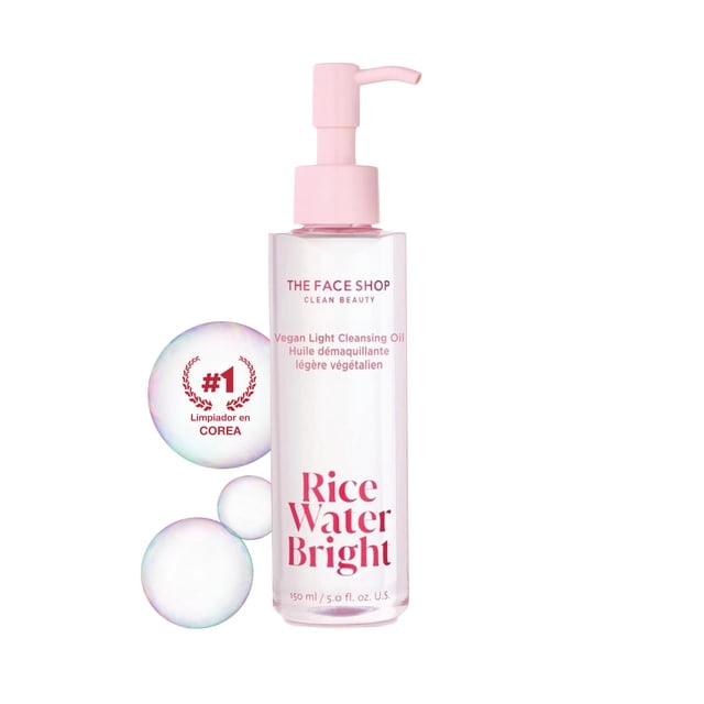 The Face Shop Rice Water Bright - Aceite Limpiador Facial con Agua de Arroz y Jojoba 150 ml | Skincare Coreano Iluminador | Desmaquillante Nutritivo, Limpieza Profunda sin Sensación Grasosa