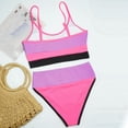 thumbnail image 5 of KIJBLAE Women's Bikini Swimsuit Color Patchwork Beachwear Strappy Ribbed Bathing Suit Triangle Swimwear Top Summer Fashion Outfits for Girls Savings Hot Pink M, 5 of 5