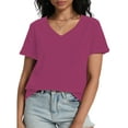 thumbnail image 4 of Womens T Shirts V-Neck Short Sleeve Summer Tops Casual Basic Tees Trendy, 4 of 5