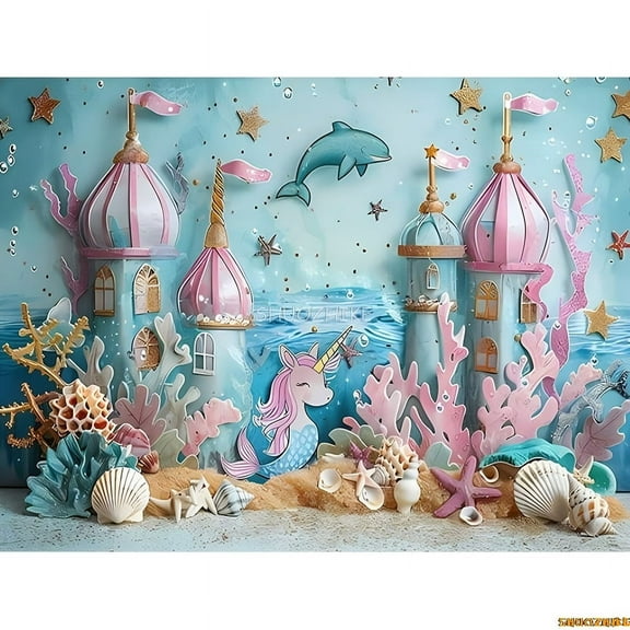 Beach Shells Sailboat Sea Happy Birthday Photography Background Lighthouse Holiday Baby Party Photo Studio Backdrops VX-02