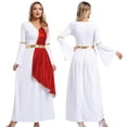 thumbnail image 5 of Mufeng Womens Ancient Toga Dress Roman Queen Greek Beauty Cosplay V Neck Flare Sleeve Robe for Red S, 5 of 6