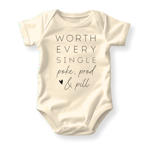 Worth Every Poke Prod Pill Baby Bodysuit, Newborn Outfit, Baby Clothes, Gift for Children 6-9m Natural