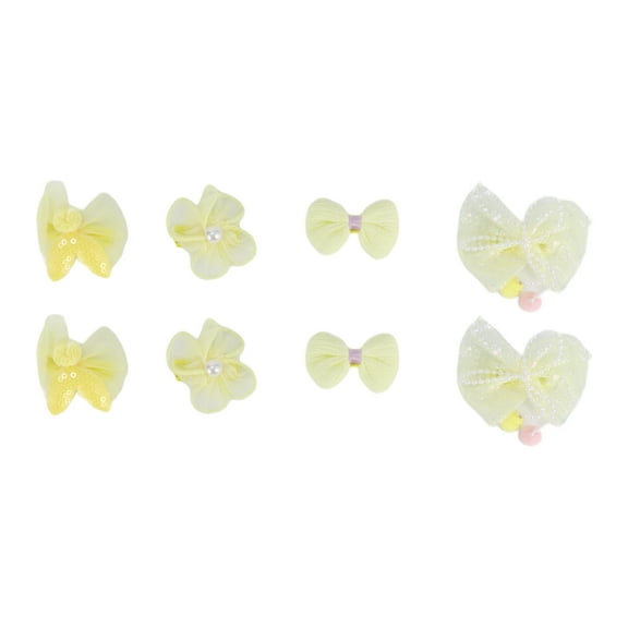 Unique Bargains 8pcs Cute Flowers Bow Hair Clips Hairdo Clip for Girls Light Yellow
