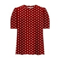 thumbnail image 5 of Olyvenn Womens V Neck Summer Tops Puff Sleeve Short Sleeve T Shirts Polka Dot Print Dressy Casual Comfy Tunic Loose Fit Tee Red L, 5 of 5
