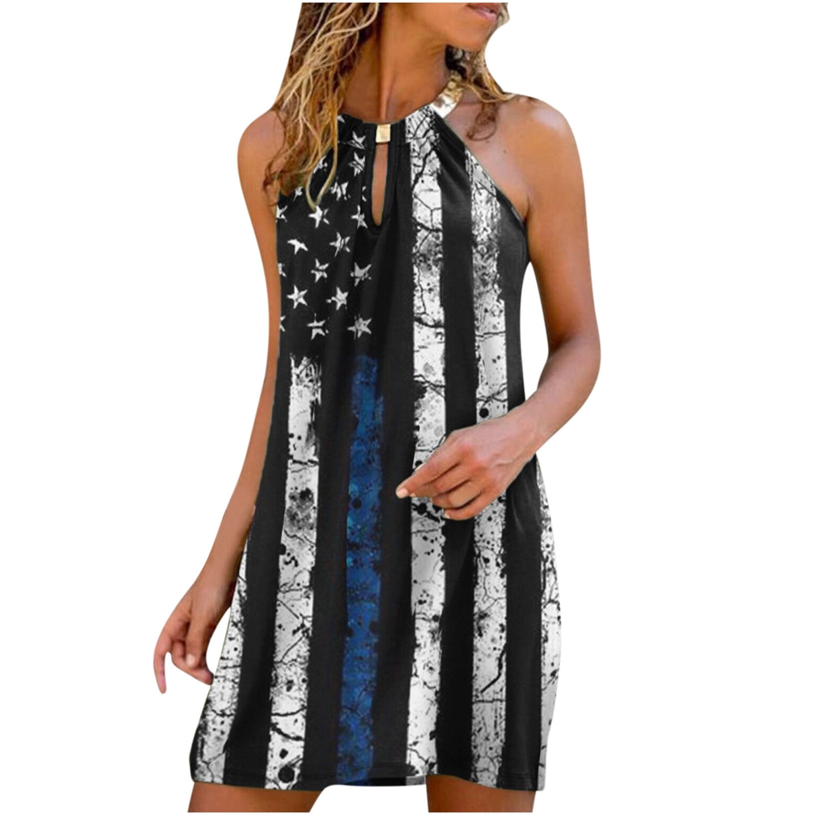 USSUMA Summer Dresses for Women 2022 Beach Women's 4th of July