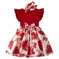 thumbnail image 1 of Yanlir Robe d'Été pour Filles Couleur Unie Manches Courtes Col Rond Ceinture Élastique avec Poches Robe Décontractée Confortable en Mélange de Coton pour Enfants (Rouge3,12 Mois), 1 of 9