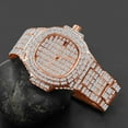 thumbnail image 2 of Fully Iced Baguette Simulated Diamond 18K Rose Gold W/White CZ  Finish 5 ATM Water Resistant Solid Stainless Steel Back Mens Watch W/Date Function 45mm, 2 of 5