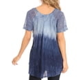 thumbnail image 2 of Sakkas Petra Women's Casual Loose Flared Corset Short Sleeve Lace Blouse Top Tunic - 2211-TealBlue - Plus Size, 2 of 5