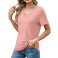 thumbnail image 3 of MOSHU 2 Pack Womens T Shirts V Neck Casual Tops Short Sleeve Comfort Fit Shirts for Women, 3 of 9