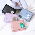 thumbnail image 3 of Women Wallet Slim Tri-fold Short Multi-slots Snap Button Card Holder Faux Leather Cartoon Dinosaur Animal Students Wallet Shopping Use, 3 of 11