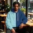 thumbnail image 4 of Men’s Color Block Pullover Hoodie for Men, Contrast Split‑Color Hooded Sweatshirt, Drawstring Kangaroo Pocket Top For Home‑Lounge And Casual Outdoor Activities, 4 of 6