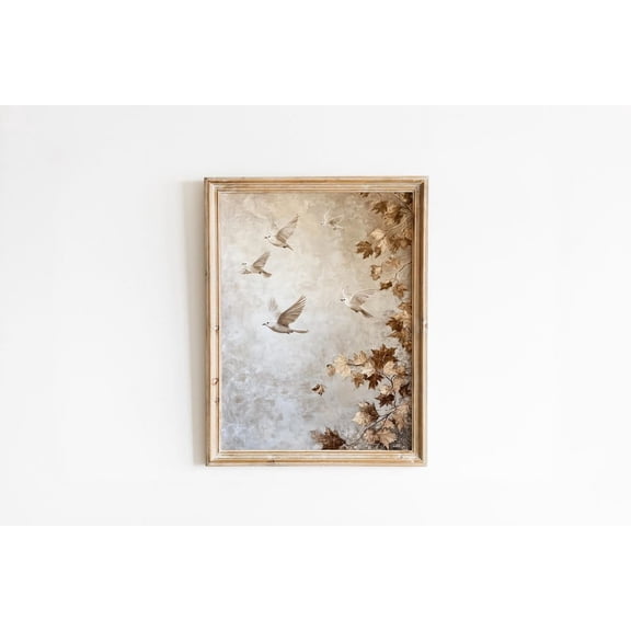 Vintage Bird Fall Art Neutral Rustic Autumn Prints Moody Antique Farmhouse And Nursery Décor Wall Art, Modern Wall Decor, 8x12 UNFRAMED