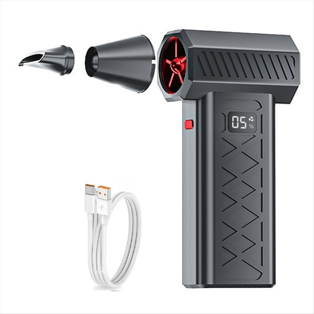 Plumero Eléctrico de Alta Potencia de 130.000 RPM, Soplador de Polvo Portátil de 6 Velocidades con Luz LED, Martillo de Seguridad, Miniventilador Turbo B