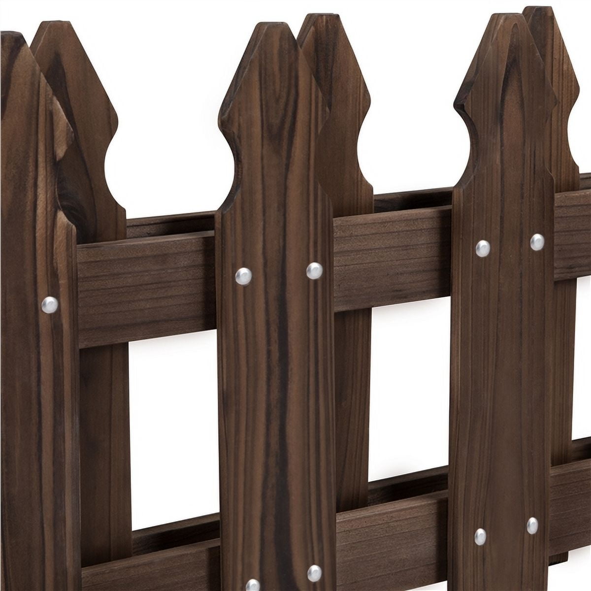 Set of 5 Outdoor Wood Garden Fence Garden Yard Border, Natural Wood
