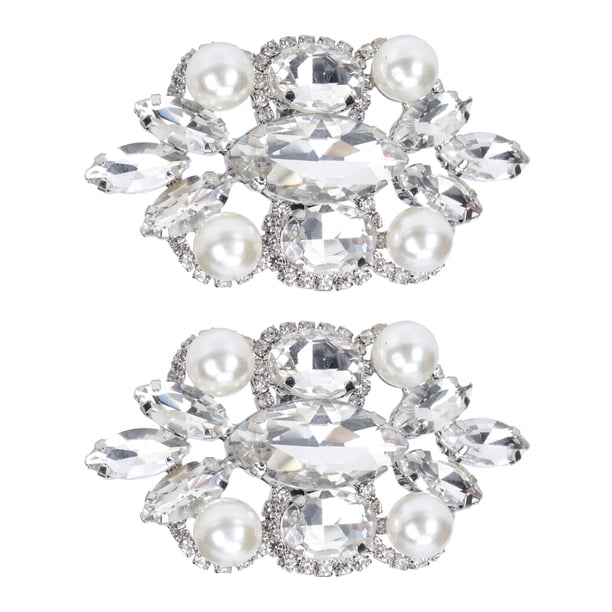 1 par de zapatos elegantes hebillas de cristal hebillas de perlas decorativas boda boda hebillas