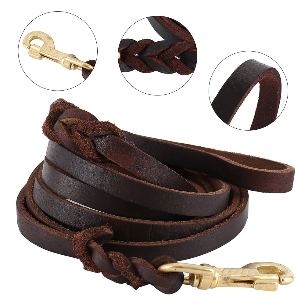 10FT Premier Braided Leather Dog Leash 6/8/10 ft for Strong Medium Large Dogs Leather Heavy Duty Training Leash 