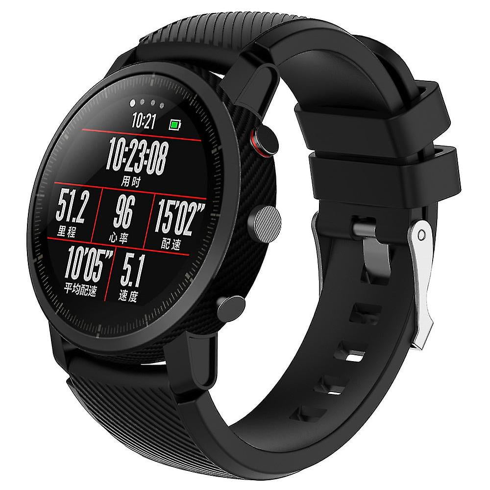 Htooq Soft Silicagel Sports Watch Band Strap For Amazfit Stratos Smart Watch 2 Bk