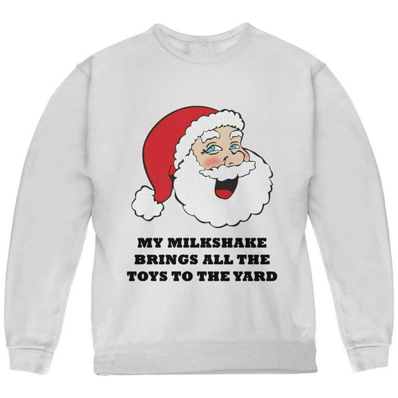 Christmas Santa Milkshake Brings All the Toys to the Yard Youth Sweatshirt White YSM