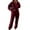 Wine, variant on Black & Friday Savings List Idoravan Women Sets Clothing Fall Clearance Women's Casual Solid Color Long Sleeved Hoodie Trousers Sweatershirt Sports Suit