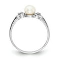 thumbnail image 2 of Real 14kt White Gold 4.5mm FW Cultured Pearl AA Diamond Ring Size: 6; for Adults and Teens; for Women and Men, 2 of 5