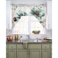 thumbnail image 2 of Teal Broccoli Swag Valance and Tier Curtains Set Rustic Farmhouse Flower Leaf Victorian Style Kitchen Curtains 3 Piece Set Rod Pocket Panels for Bedroom Cafe 56x36 inch, 2 of 6