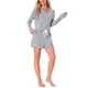 thumbnail image 2 of Conjuntos de lounge para mujeres INSPIRE CHIC, blusa de manga larga con cuello de muesca y botones, pantalones cortos, pijamas de 2 piezas con bolsillos, 2XL, gris, 2 of 6