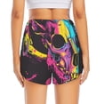 thumbnail image 4 of Uemuo Neon Gothic Skull Moon Pattern Women's Athletic Shorts High Waisted Running Shorts with Liner Pockets Gym Elastic Workout Shorts-XX-Large, 4 of 9