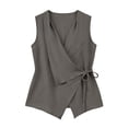 thumbnail image 7 of Otntypg Women’s Wrap V Neck Tank Top Dressy Summer Sleeveless Side Bowknot Tie Tunic Blouse Lightweight Loose Fit Casual Beach Vacation Tees Blouse, 7 of 7