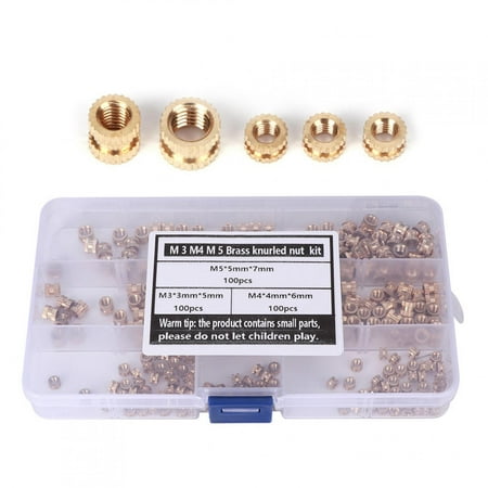 

300Pcs M3 M4 M5 Nut Brass Insert Nut Hardware Springs Battery Springs Craft Gift Springs Shaped Springs For Injection Molding