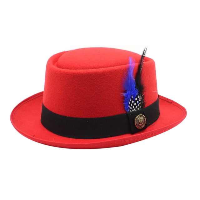 GDREDA Unisex Wool Fedora Hat Traditional Bavarian Style With Feather For Oktoberfest And Outdoor Festivities Hat Leopard Pattern