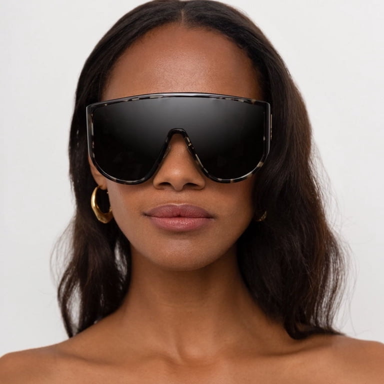 Oversized Round Polarized Sunglasses UV400 Protection Lightweight Plastic Frame Women main image 3