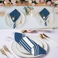 thumbnail image 2 of Navy Blue White Stripe Cloth Napkins, Modern Rustic Vertical Striped Washable and Reusable Dinner Napkins Set of 8, Table Napkin for Kitchen Party Birthday Wedding Hotel Housewarming 20"x20", 2 of 8