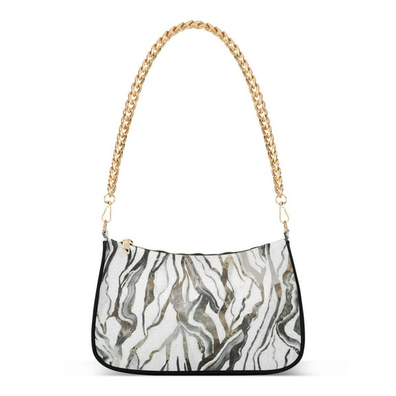 Abstract Mordern Geomerty Marble Womens Chain Shoulder Bag Tote Handbag Clutch Hobo Purse with Zipper for Travel Casual