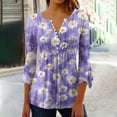 thumbnail image 2 of Camisetas de Cuello en V Mujeres, Impreso 3/4 Manga Blusa Casual Hecha de Cómodo Estante de Imitación para Toda la Temporada de Uso Diario, Camisetas Casuales de Mujer, 2 of 5