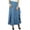 Blue, variant on Shibori Printed Dress Women's Self Belt Cotton Ruffled Dark Blue Wrap