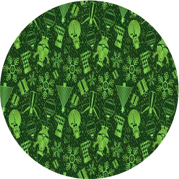 Ahgly Company Indoor Round Patterned Dark Forest Green Area Rugs, 5' Round